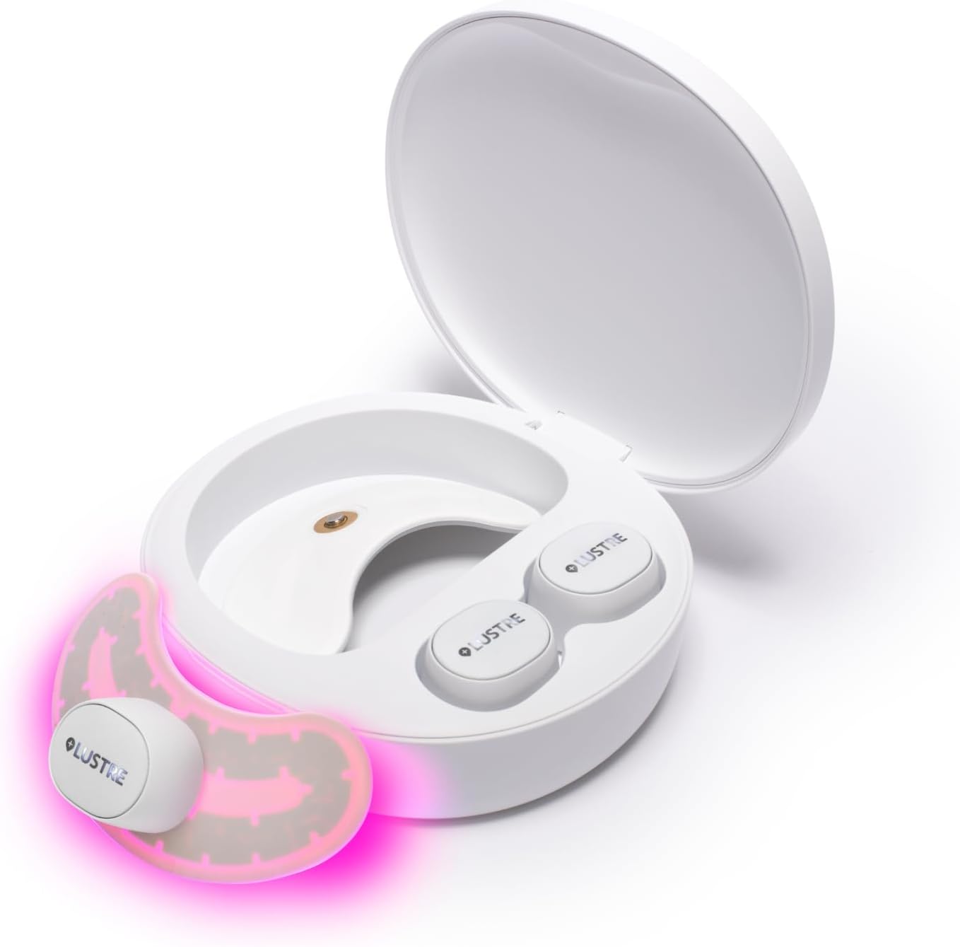 LUSTRE® GoGlow Anti-Ageing Under-Eye LED Patches | Brightening & Depuffing | Red + Blue Light Therapy Device (415nm/630nm) | 3-Minute Express Treatment | Rechargeable Travel Case