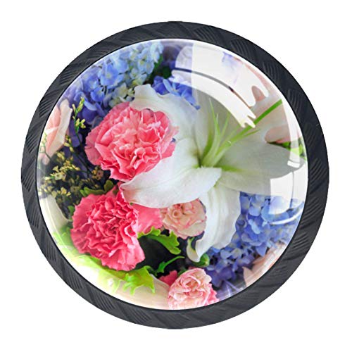 Boutons ronds en verre 30mm pour meuble lot de 4 poignées transparentes