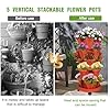 Bociks Vertical Strawberry Planter 5 Tier Stackable Tower Herb Planters Stacking Outdoor Garden Planters Pot With Tools Mover For Growing Flowers, Vegetables and Succulents #5