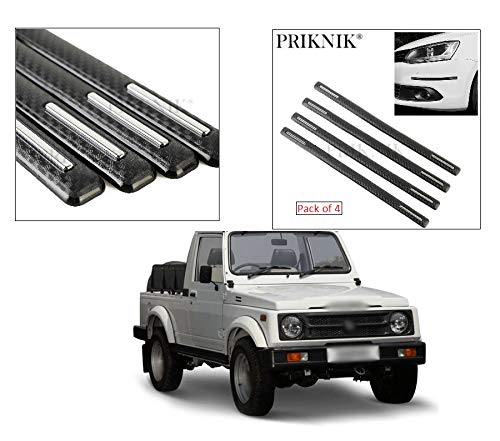PRIKNIK Car Bumper Protector Guard Front Bumper Rear Bumper Protection with Metal Carbon Fiber Design 4Pcs Compatible with M-aruti S-uzuki G-ypsy K-ing