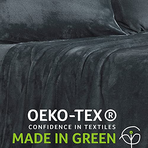 Ny Loft Ultra Soft Micro Fleece Sheets Set With Extra Deep Pockets | Extra Soft Velvet Fleece Sheet Set | Super Plush Polar Fleece | Velvet Plush Cozy Warmth | Tribeca Collection (Twin, Dark Grey) #TOP5