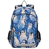 Mochilas infantiles para niñas de 8 a 12 años: bolsas de libros de gran capacidad para niños en varios colores - Lindo pingüino blanco de dibujos animados