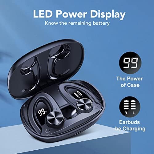 Bluetooth Headphones, Earbuds Wireless Bluetooth Earbuds with Deep Bass, 45H Playtime, Bluetooth 5.3 Earbuds with LED Display, Built-in Mic, IPX7 Waterproof Over Ear Earphones for Sports Running