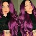 K'ryssma Lace front Wigs for Women - Long Wavy Purple Wig Ombre Dark Roots Heat Resistant Glueless Synthetic Hair Wigs 24 inches + 2 Pcs Wig Caps