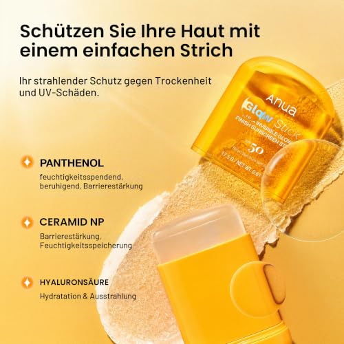 Anua Unsichtbarer Glow-Sonnenstick, Koreanische Hautpflege, LSF 50, 17.5g – Ansicht 3