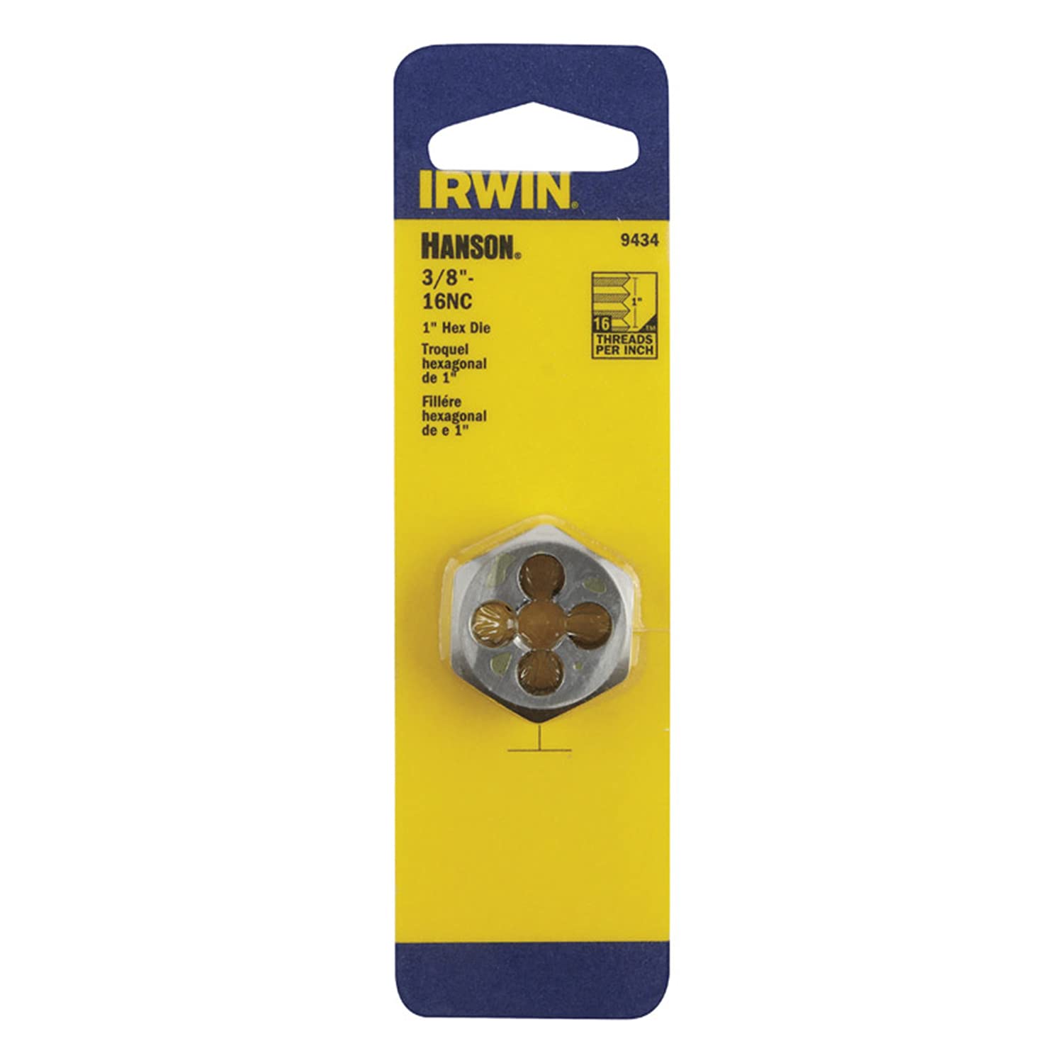 Troquel hexagonal fraccionario con diseño redondo Irwin Tools 9434 antiatascos