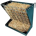 Wall Mount Hay Rack, Heavy-Duty Galvanized Metal 2 in 1 Hay and Grain Feeder, Livestock Feeder with Adjustable Distance, Hay Feeder for Goats, Sheep, Horse