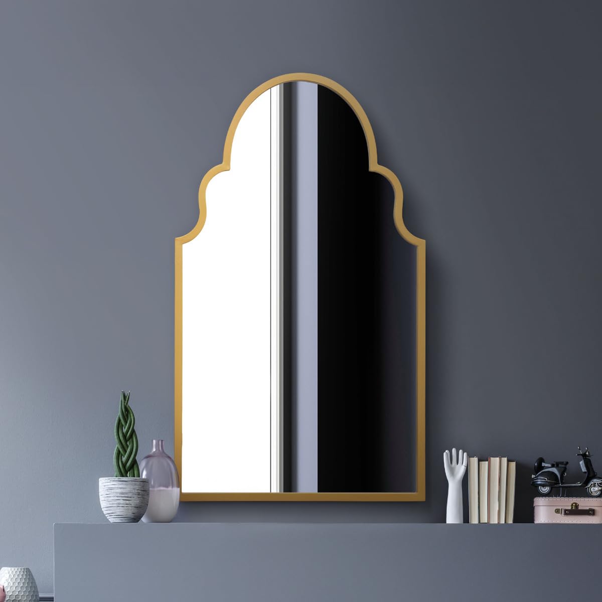Mirroroutlet ArcusGold Metal Framed Arched Wall Mirror 41" X 24" (104Cm X 61Cm) from B&Q