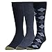 Gold Toe Men's Classic Argyle Sock, 3 Pack, Navy Diamond/Denim Flat/Navy Rib, 10-13