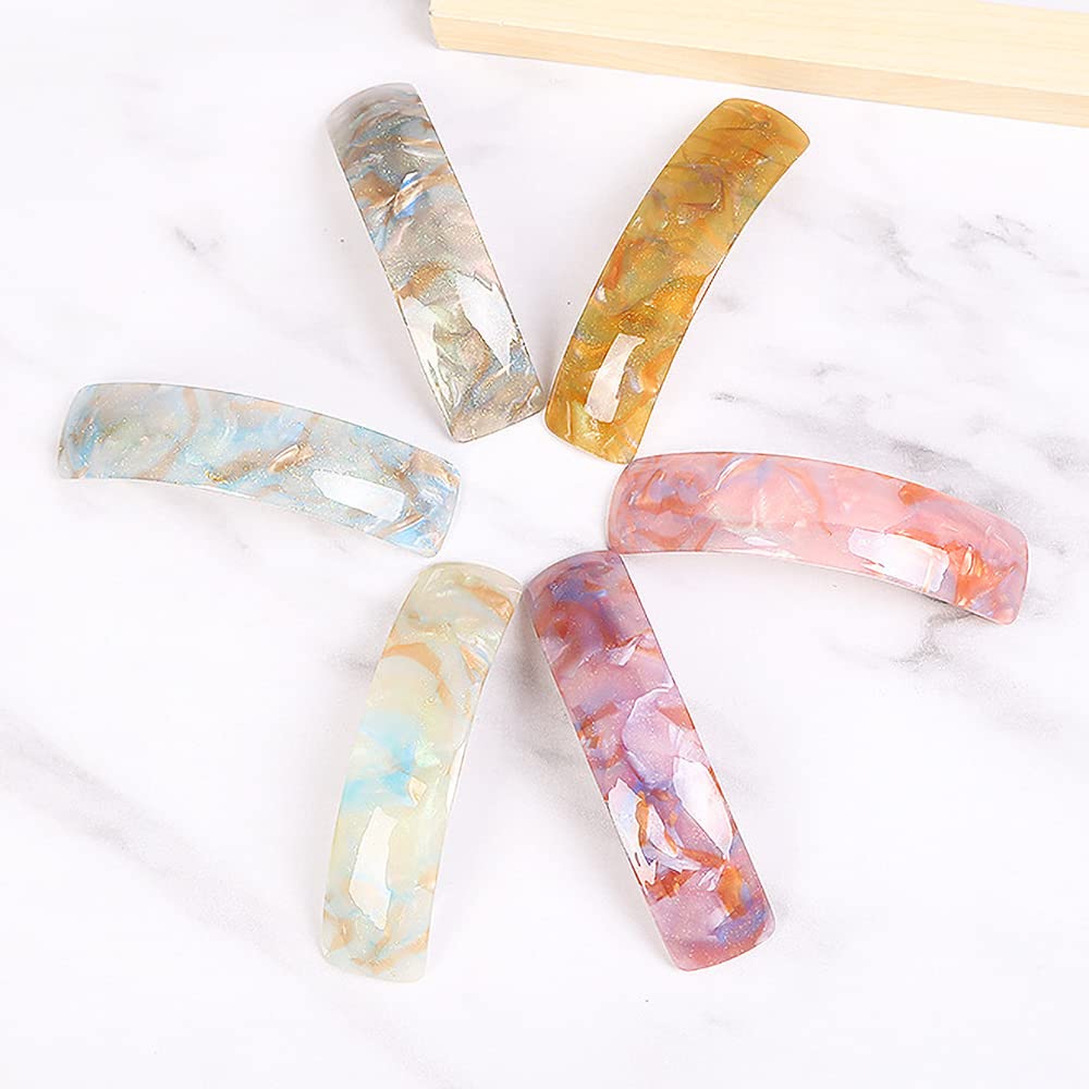 Amazon.com : 6 Retro Acrylic Marble Barrettes for Women  display picture 1