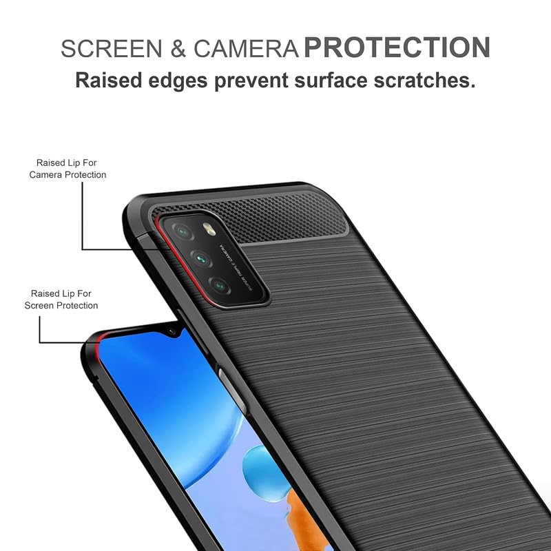 Image of Hybrid Carbon Fiber Back Case for Poco M3 (Black)