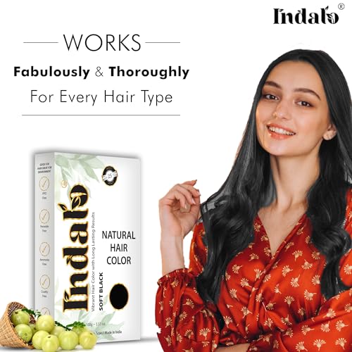 Image of Indalo Natural Hair Color Soft Black | No Ammonia, No Paraben, No PPD, Soft Black Hair Color | Suitable for Men & Women - 100g (Pack of 3)