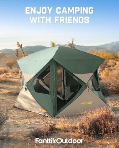Image of FanttikOutdoor Alpha C4 Ultra Camping Tent 4 Person Pop Up Instant Cabin Setup in 60 Seconds Portable Hub Tent with Rainfly & Windproof for Outdoor Camping & Overlanding