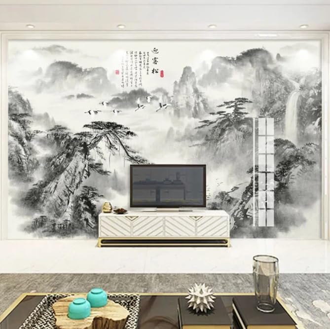 Papier peint chinois cascade 3D panoramique salon 300x210 cm