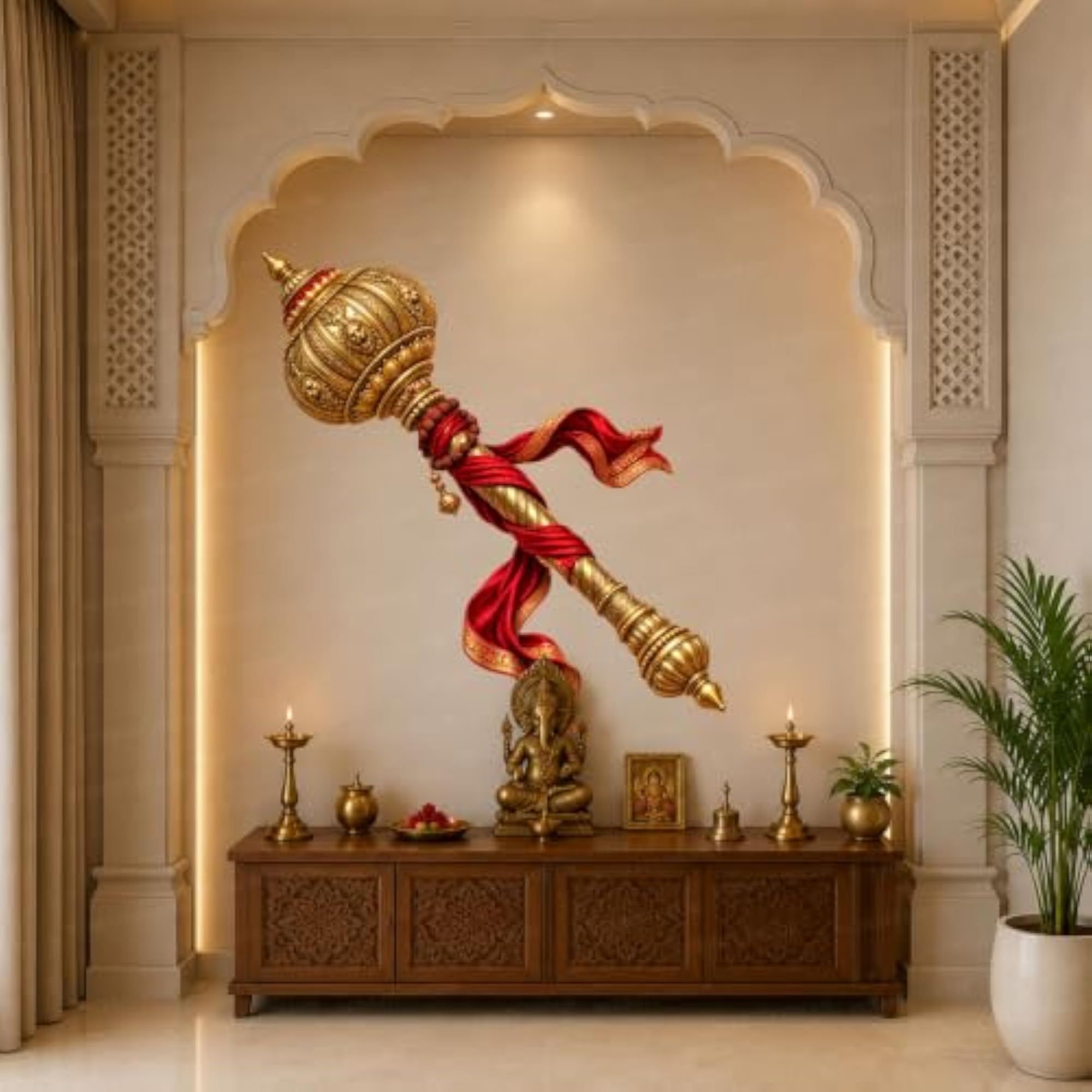Lord Hanuman Gada Wall Sticker, Religious Decor
