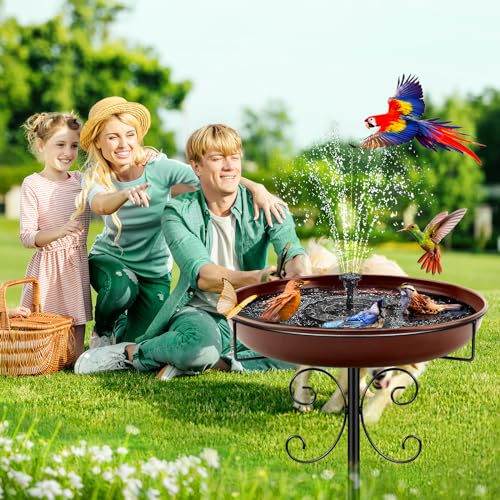 image for Daoeny 35In Metal Bird Bath for Outside, Bird Bath Bowl with 5 Prongs 