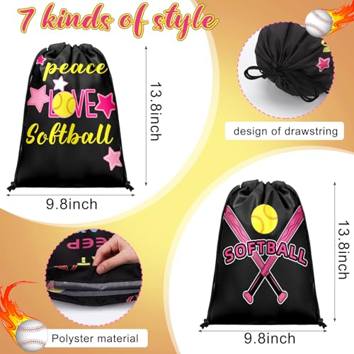 12 Pack Softball Drawstring Backpack Softball Goodie Bags Sport Party Supplies Birthday Gift Drawstring Bag for Sports Team2