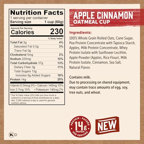 Kodiak Cakes Instant Protein Apple Cinnamon Oatmeal In A Cup thumb #3