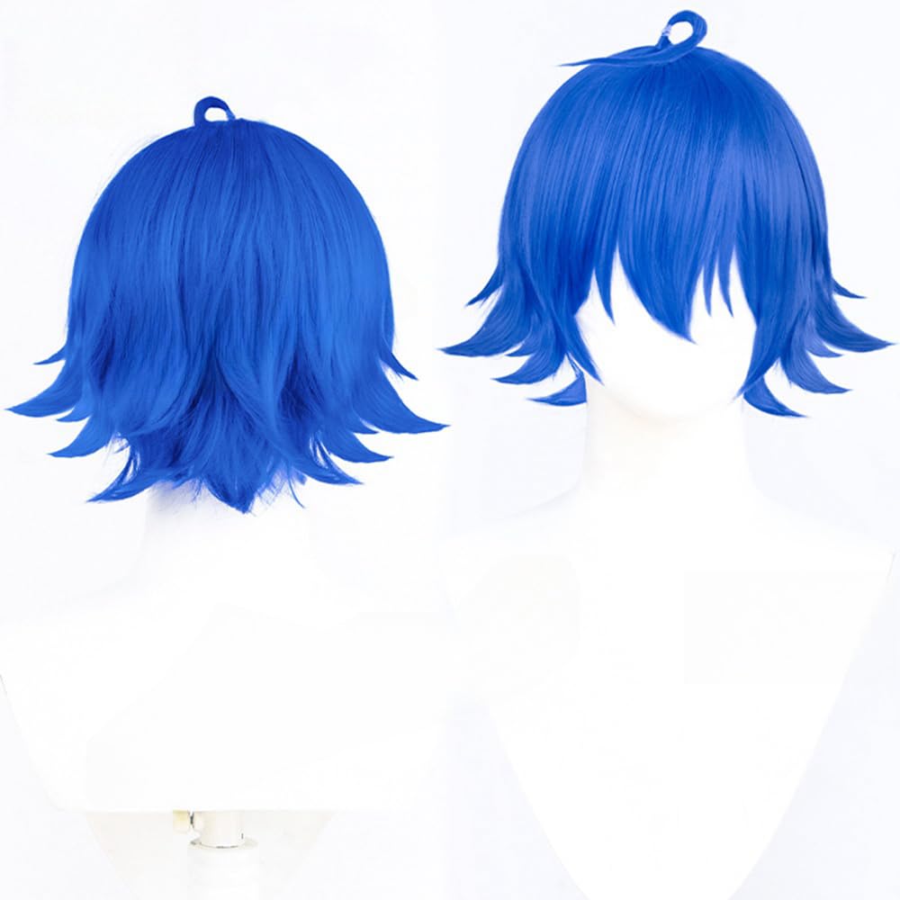 Royal Blue Short Cosplay Wig Men's Spiky Straight Hair Wig Hair Role Play Halloween Christmas Costume Comic Convention Heat Resistant Synthetic Wigs+Wig Cap