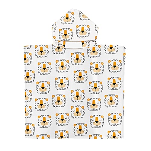 Fansu Toalla de Baño con Capucha para Niños, Toalla Playa Poncho Surf Microfibra Suave Bañera Toalla Absorbente Baño Pareo Piscina para Niñas Niños Infantiles (60 * 60cm,León amarillo3)