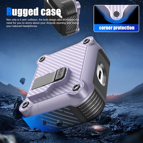 Image of RFUNGUANGO AirPods 3 Case with Lock Magnetic Lid, Purple