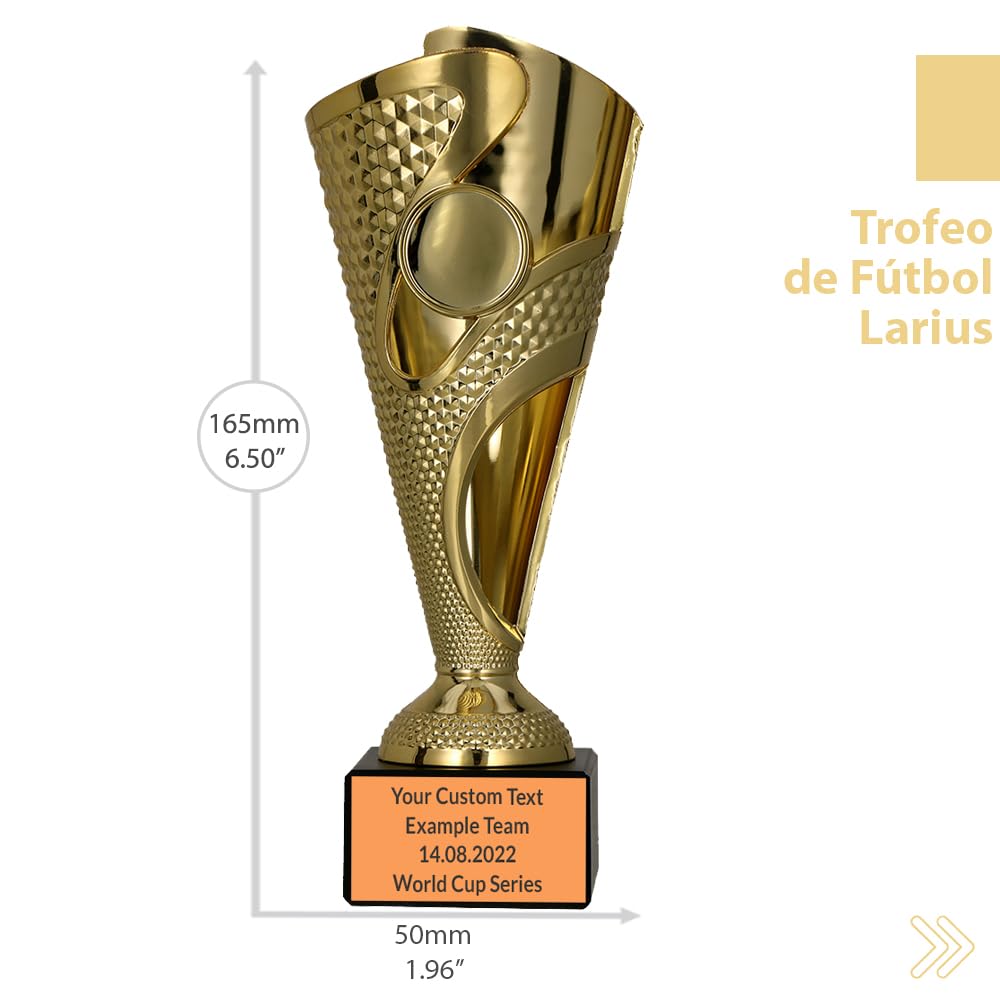 Larius Trofeo de Fútbol 165 mm (265g), Premio Personalizable con Base de Piedra – Ideal para Torneos, Equipos y Todo Tipo de Eventos