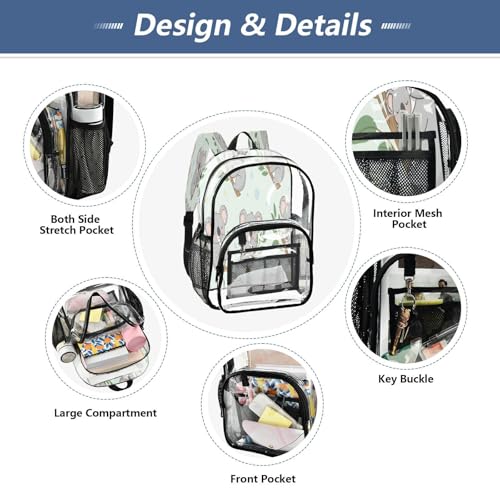 Mochila transparente escolar resistente con bolsillos para el trabajo 5