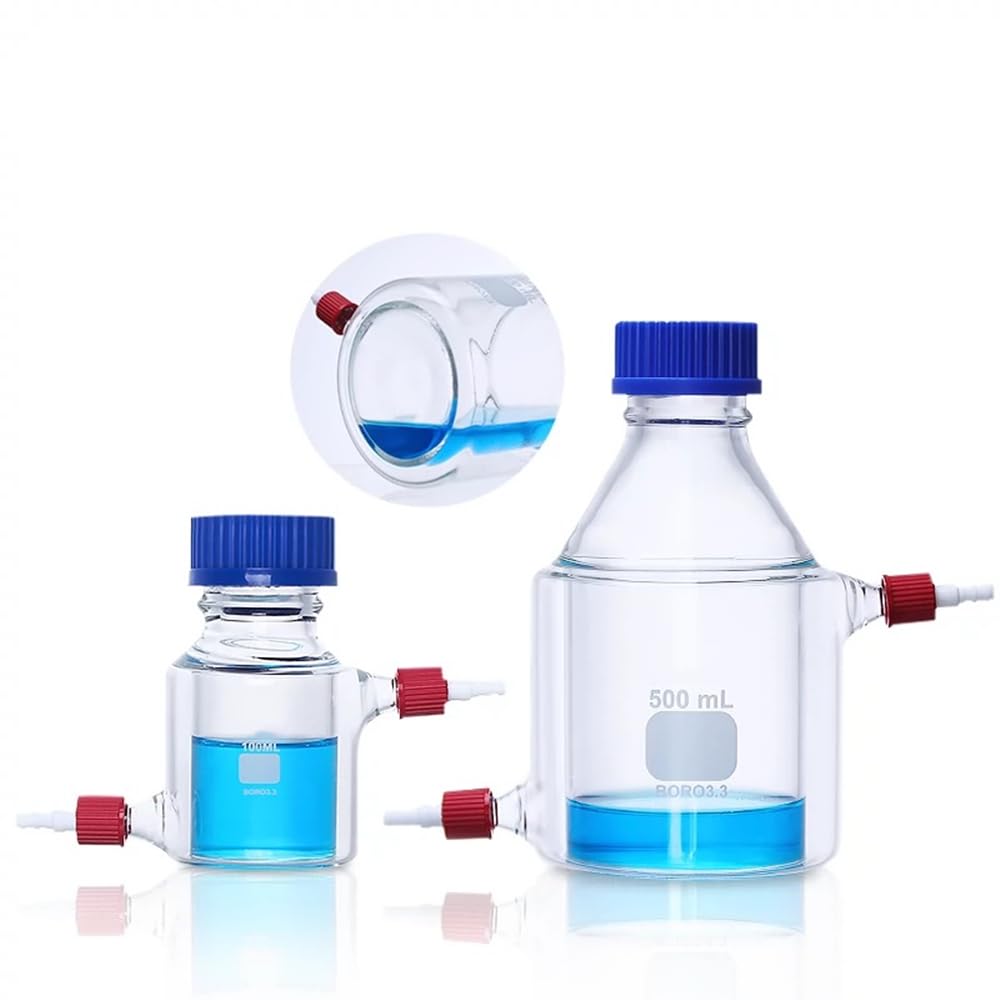 Botella agitadora de vidrio de borosilicato de doble capa - Reactor agitador magnético con boquillas roscadas(1000ml)