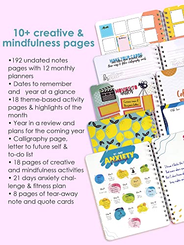 Image of Doodle I The Happiness 2024 Planner I Undated B5 Planner + 4 Sticker Sheets + 64 Pages Pocket Planner with Premium Gift Box | Tear Away Note Cards & Quote Cards | Activity Pages | To do lists I 268 Pages I 80 GSM I Wiro Bound (Spring Melody)