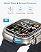 amBand Metal Case Screen Protector for Apple Watch Ultra 3/Ultra 2/Ultra 49mm, W3 Rugged Bumper Thin Frame with 9H Tempered Glass Film & Back Cover, [Waterproof] [Band Compatible], Natural Titanium