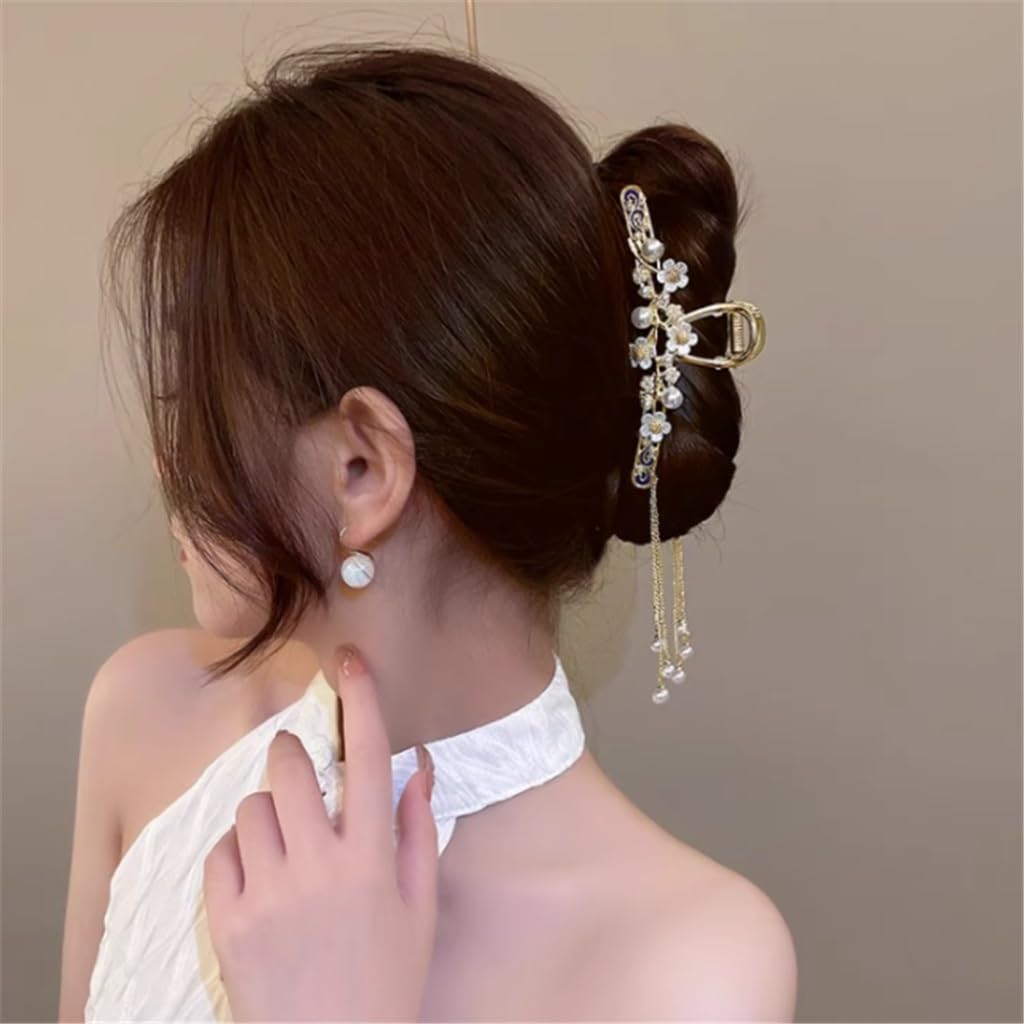 JFDBGU Clip for afferrare la Nappa con Perla in Metallo Stile Antico, Grande Clip for Capelli con Cucchiaio for Cervello, Clip for squalo Femmina