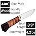 Grand Way Hunting Knife - Decorative Fixed Blade Knife - Classic Stainless Steel Hunting Knife with Wood Handle FB 1022