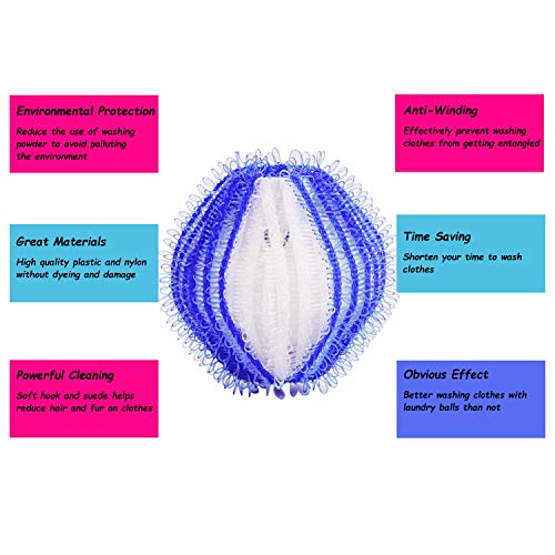 JUSTDOLIFE 12 peças Bola secadora Remoção de cabelo Reutilizável Magic Laundry Ball Lavar Bola