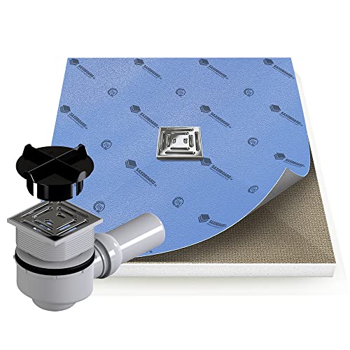 Saxoboard® Duschelement 90x90 cm, befliesbar + 100% wasserdicht + komplett einbaufertig, Duschboard inkl. Ablauf waagerecht