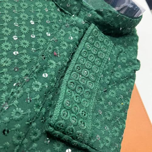 Image of DIVISIVE Men's Sequince Embroidered Cotton Blend Slim Fit Kurta Pyjama Set