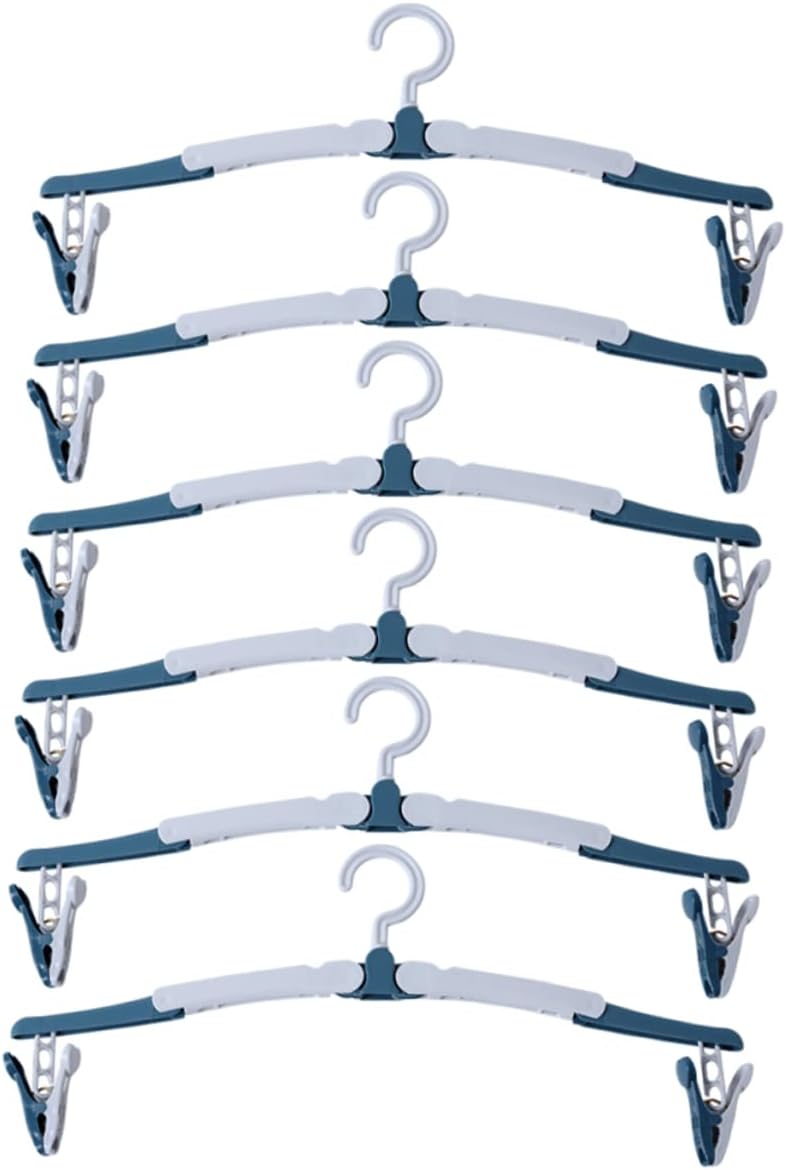 CHILDWEET 6pcs Portable Travel Hanger Foldable Drying Rack Slip Design for Outdoor and Home Multi-Function Clothes Organizer