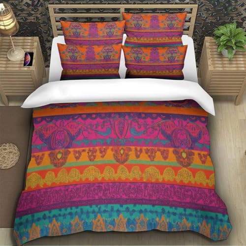 Housse de couette microfibre de qualité supérieure parure 140x200 ethnique vibrante