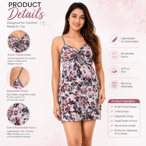 Image of Love Maker Women Solid Soft Fabric Babydoll V-Neck Wedding Nighty Above Knee Lingerie S-3XL