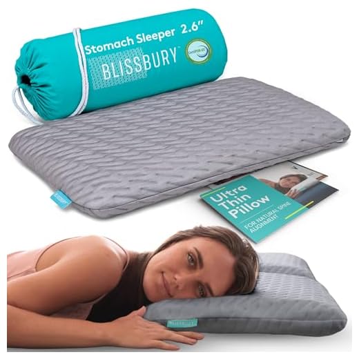 BLISSBURY Thin 2.6" Stomach Sleeping Memory Foam Pillow. Slim, Flat, Cooling Sleep for Belly or Back with Soft Bamboo Washable Cover, Neck and Head Support for Men and Women Bedding Accessories…