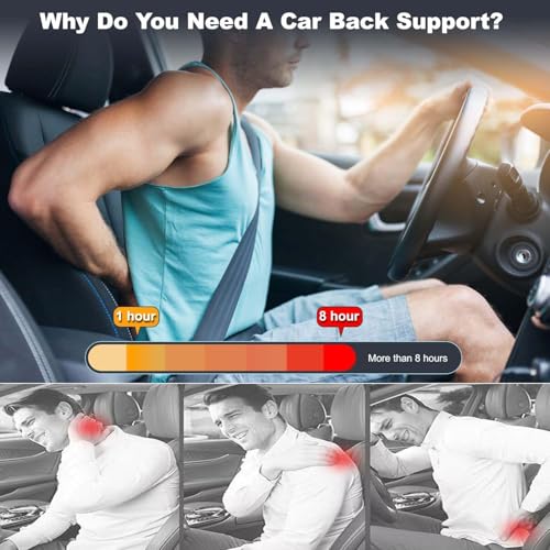 AIXIMA Lendenkissen Auto, Ergonomisches Lendenwirbelkissen Auto, Lordosenstütze Auto aus Memory Foam, für Autositze, BüRostuhl Komfortabel Atmungsaktiv, Abnehmbarer Abdeckung (Lendenkissen schwarz)