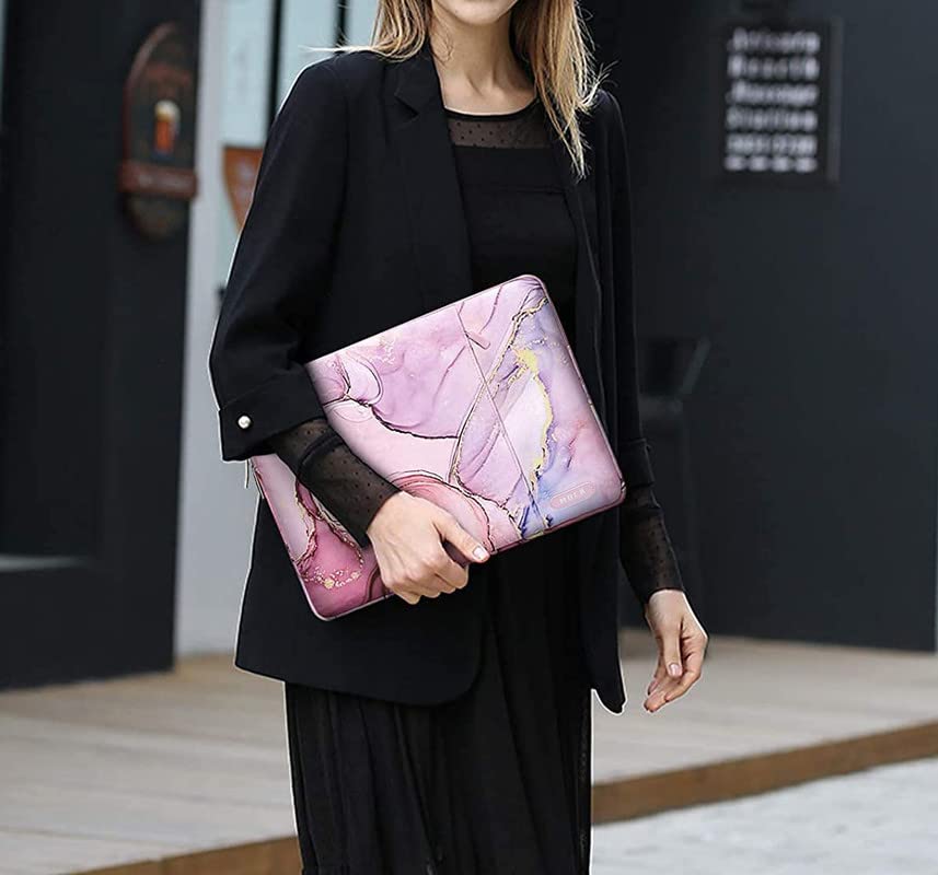 Image of MOCA Laptop Sleeve Bag Compatible with Old MacBook Air 13.3 / MacBook Pro 14 M3 M2 M1 Pro /Max A2442 Sleeve, Polyester Vertical Case with Pocket, Pink