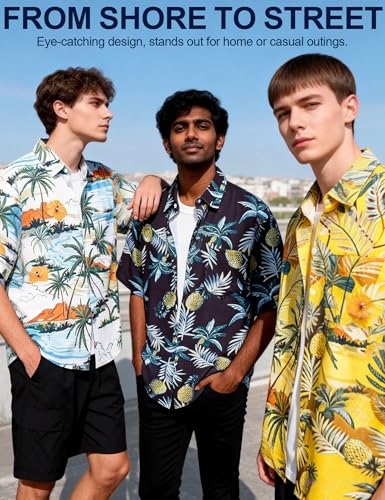 Image of Venzina Men's Floral Print Shirt - Stylish Summer Top for Lounge, Sleep & Beach Wear Lightweight Casual Shirt for Men Nightwear Pyjama Kurta