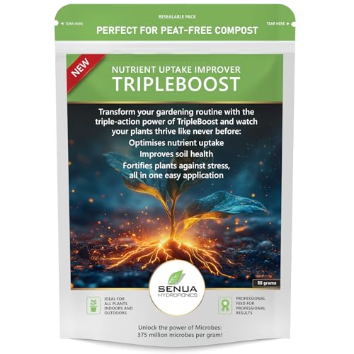Senua TripleBoost Plant Nutrient Uptake Improver – Professional Microbial Soil Enhancer with 375 Million Beneficial Microbes per Gram | Strengthens Roots & Supports Healthier Growth (50g)