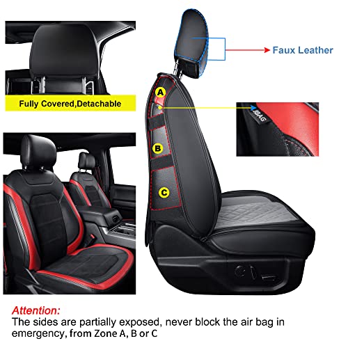 Image of LUCKYMAN CLUB F150 Full-Set Seat Covers J03-Q3 with Waterproof Faux Leather, Fit 2015-2026 Ford F150 and 2017-2026 F250 F350 F450 (Full Set, Black-Gray)