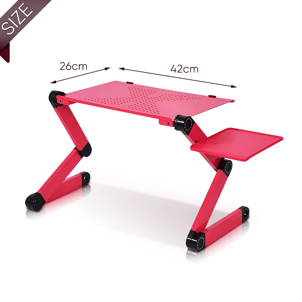 Stojak na laptopa, regulowany, składany, aluminiowy stolik z podpórką pod mysz i otworem wentylacyjnym, na sofę i łóżko, przenośna i ergonomiczna konstrukcja