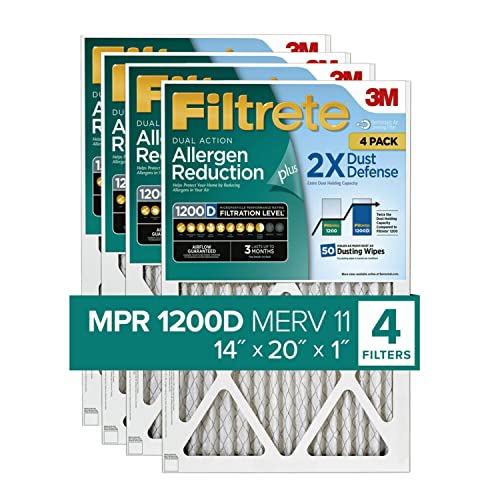 Filtrete 14 x 20 x 1 Luftfilter, Allergenreduktion plus Staub, 4er-Pack Ofenfilter (genaue Maße 13,81 x 19,81 x 0,81) Cover