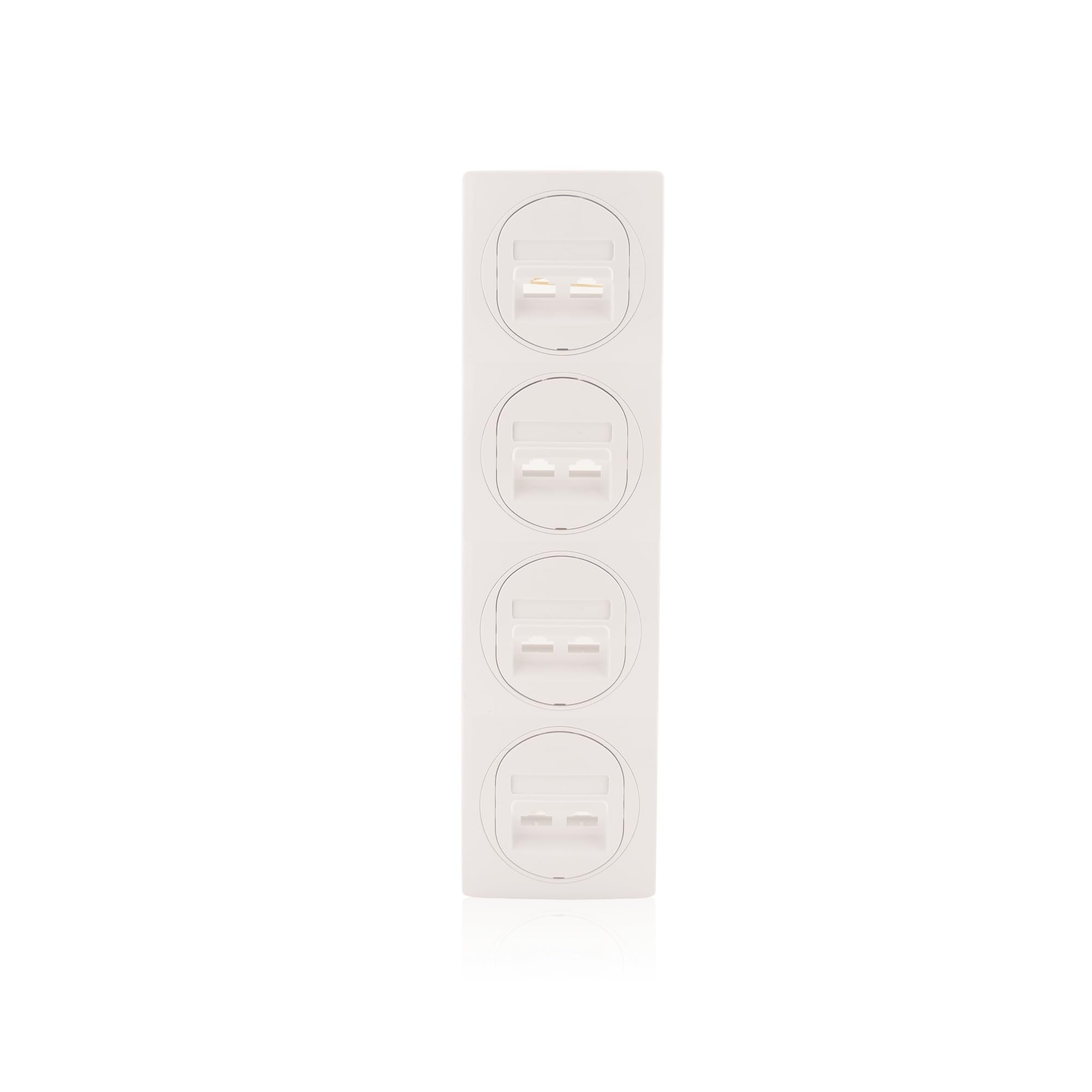 Nobilis Set 4x Datenbuchse 2-fach 2xRJ45 Cat 6 FTP, Ø 60mm, Weiß & 4er Rahmen, 80 x 293mm, vertikal