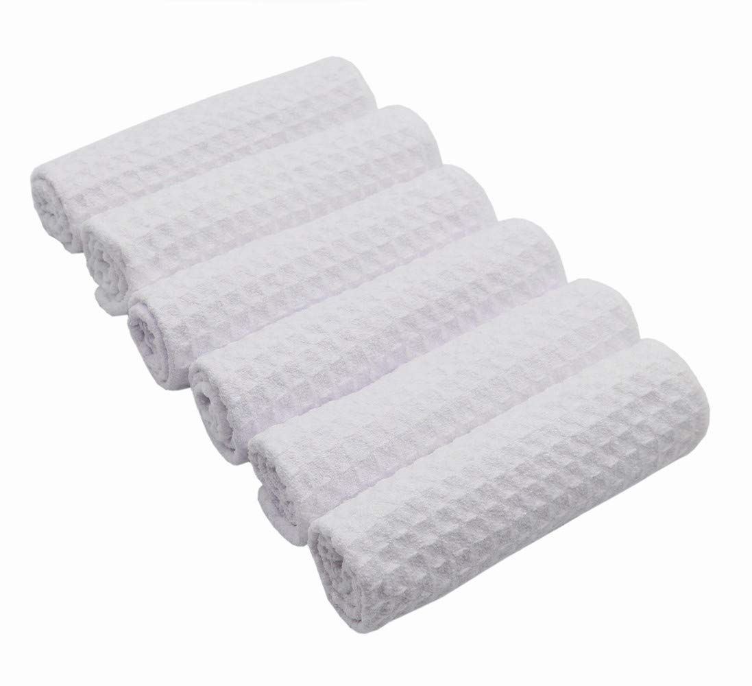 Paño de microfibra para limpiar platos gruesos y waffle, paños de cocina, paños de cocina ultra absorbentes, sin olor, 12 pulgadas x 12 pulgadas, paquete de 6