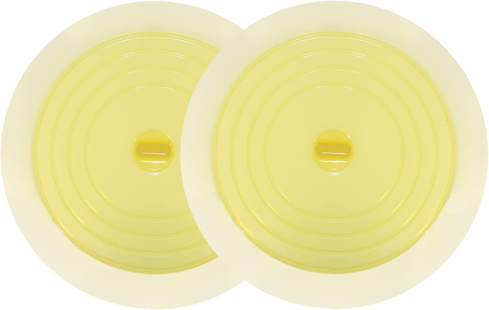 V-TOP Bathtub Drain Plug 2 Pack, 6 inches Large Silicone Tub Stopper Hair Stopper Flat Suction Cover for Kitchen Bathroom and Laundry (Yellow Transparent)