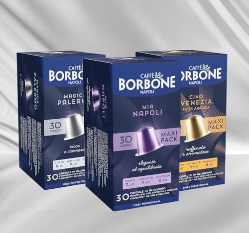 Caffè Borbone Kit Degustazione 100 Capsule ALLUMINIO: 40 Mia Napoli, 30 Ciao Venezia, 30 Magica Palermo, (10 confezioni da 10), Compatibili con le Macchine ad uso domestico Nespresso* - 2